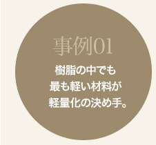 事例01 樹脂の中でも最も軽い材料が軽量化の決め手